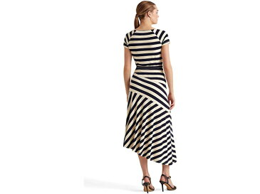 (取寄) ローレン ラルフローレン レディース ストライプド ジャージ ドレス LAUREN Ralph Lauren women Striped Jersey Dress Mascarpone Cream/French Navy