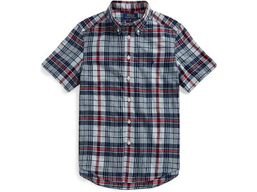 (取寄) ラルフローレン キッズ ボーイズ コットン マドラス ショート スリーブ シャツ (ビッグ キッズ) Polo Ralph Lauren Kids boys Cotton Madras Short Sleeve Shirt (Big Kids) Blue/Red/Multi