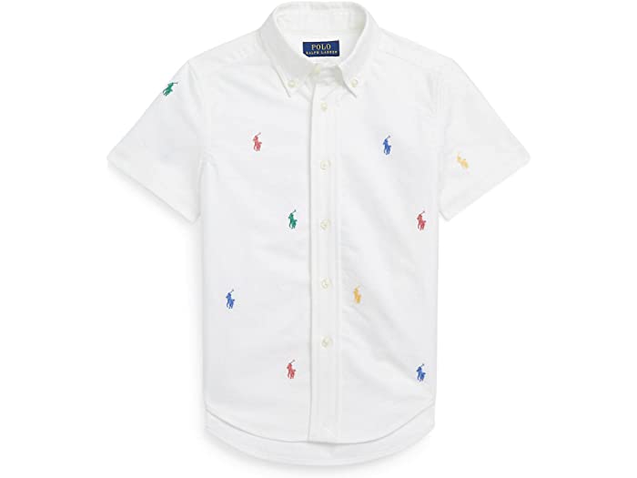 (取寄) ラルフローレン キッズ ボーイズ ポロ ポニー オックスフォード ショート スリーブ シャツ (トドラー) Polo Ralph Lauren Kids boys Polo Pony Oxford Short Sleeve Shirt (Toddler) White Multi