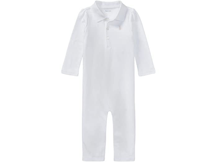 (取寄) ラルフローレン キッズ ガールズ コットン ポロ カバーオール (インファント) Polo Ralph Lauren Kids girls Cotton Polo Coverall (Infant) White/Hint of Pink Pony Player