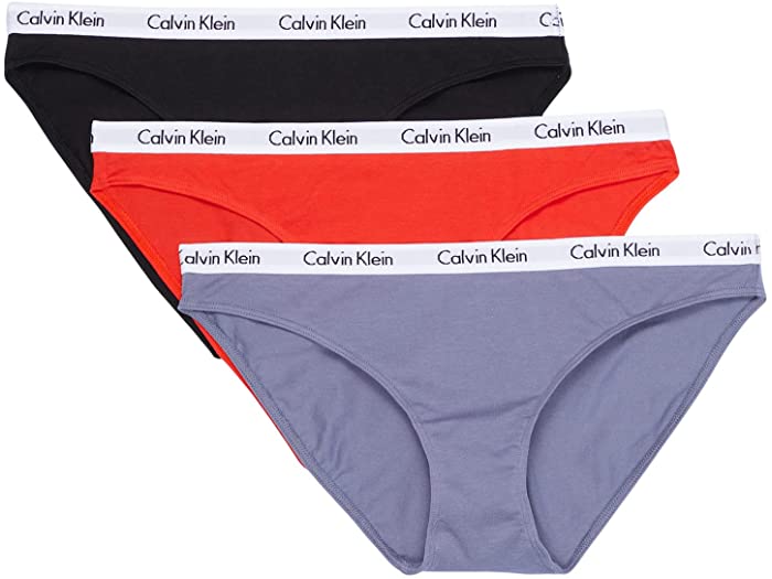 (取寄) カルバンクライン アンダーウェア レディース カルーセル 3パック ビキニ Calvin Klein Underwear women Carousel 3-Pack Bikini Coral Corsage/Blue Heather/Black