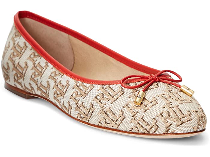 (取寄) ローレン ラルフローレン レディース ジェイナ Ii モノグラム ジャカード バレエ フラッツ LAUREN Ralph Lauren women Jayna II Monogram Jacquard Ballet Flat Khaki/Geranium