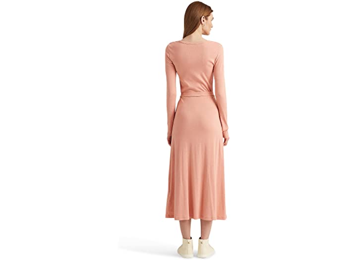(取寄) ローレン ラルフローレン レディース リブド ロング スリーブ ドレス LAUREN Ralph Lauren women Ribbed Long Sleeve Dress Rose Tan