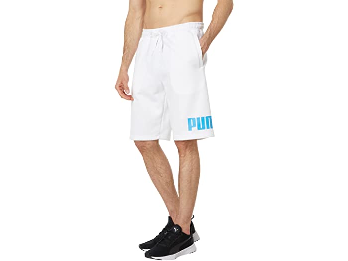 (取寄) プーマ ビッグ フリース ロゴ 10 ショーツ PUMA Big Fleece Logo 10 Shorts Puma White/Bleu Azur/Green