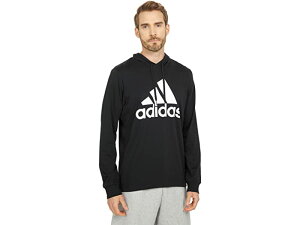 (取寄) アディダス メンズ ビッグ ロゴ ジャージ プルオーバー フーディ adidas men Big Logo Single Jersey Pullover Hoodie Black/White