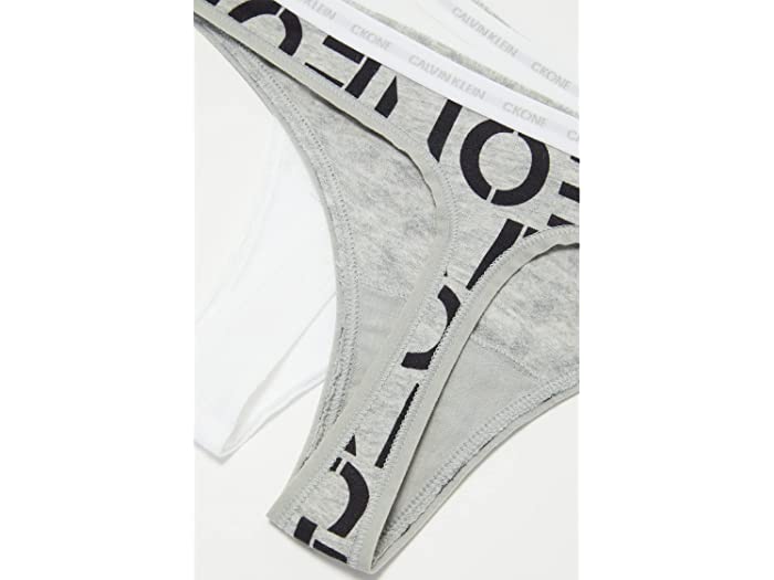 (取寄) カルバンクライン アンダーウェア レディース ワン コットン 2パック トング Calvin Klein Underwear women One Cotton 2-Pack Thong White/Stencil One/Grey Heather