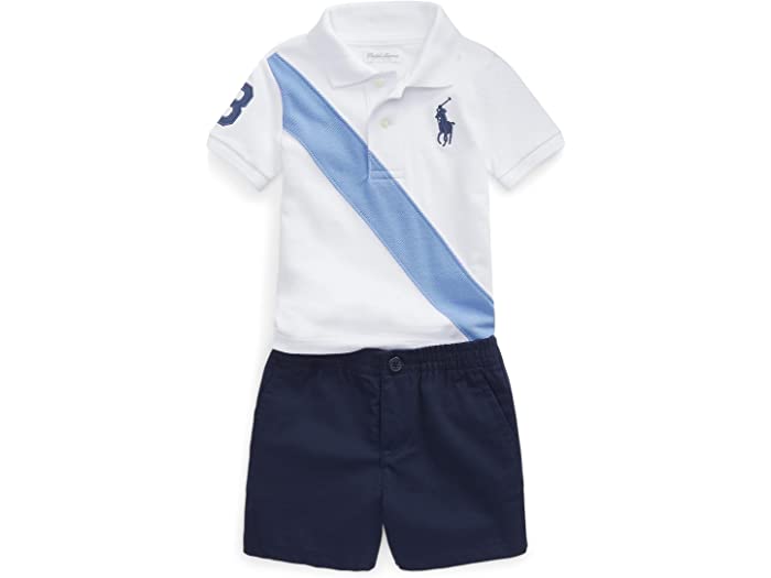 (取寄) ラルフローレン キッズ ボーイズ ポロ シャツ アンド ポロ プレップスター ショーツ セット (インファント) Polo Ralph Lauren Kids boys Polo Shirt & Polo Prepster Shorts Set (Infant) White Multi