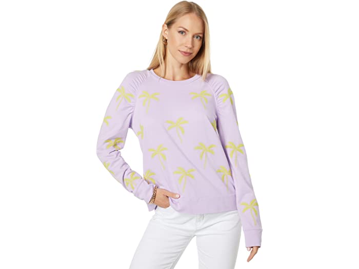 (取寄) リリー ピュリッツァー レディース スウェットシャツ Lilly Pulitzer women Aldean Sweatshirt Purple Iris Skinny Palm Embroidery