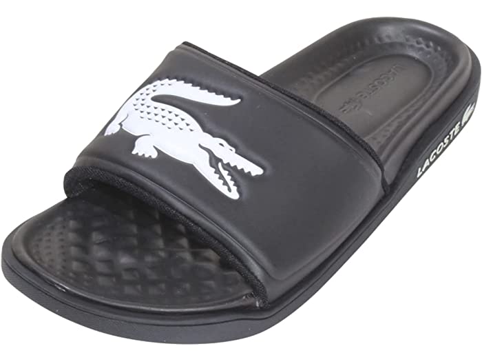 (取寄) ラコステ メンズ クロコ 0922 100パーセント CMA スライド Lacoste men Croco Dualiste 0922 1 CMA Slide Black/White