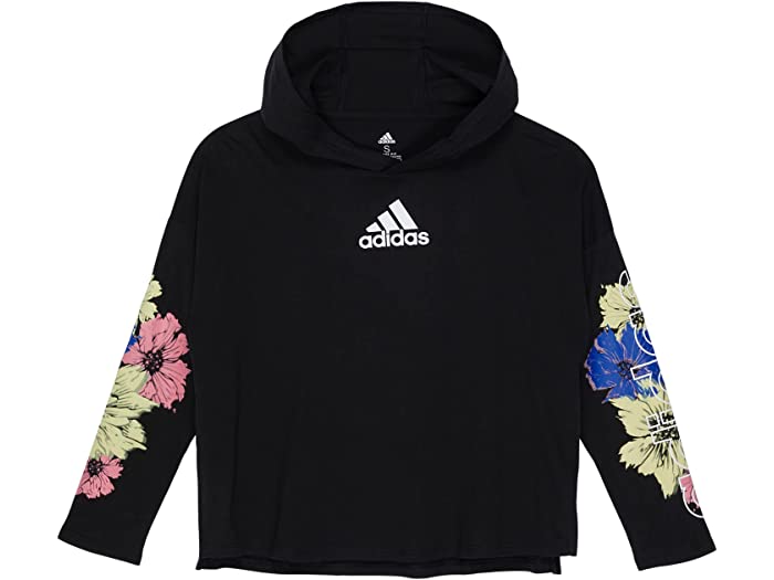 (取寄) アディダス キッズ ガールズ adidas Kids girls Long Sleeve Hooded Curved Hem Tee (Big Kids) Black Multi