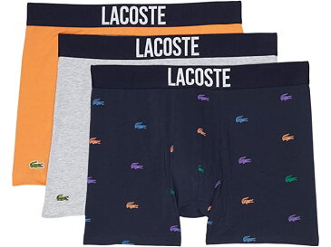 (取寄) ラコステ メンズ Lacoste men 3-Pack All Over Print Croc Boxer Briefs Navy Blue/Multicolor/Silver