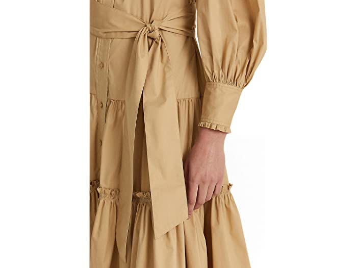 (取寄) ローレン ラルフローレン レディース LAUREN Ralph Lauren women Stretch Cotton Blouson Sleeve Shirtdress Birch Tan