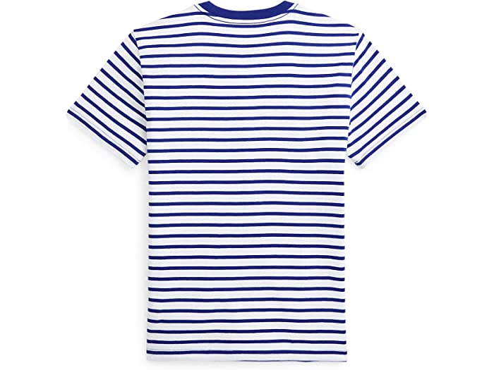 (取寄) ラルフローレン キッズ ボーイズ Polo Ralph Lauren Kids boys Polo Bear Striped Cotton Tee (Big Kids) White/Heritage Royal