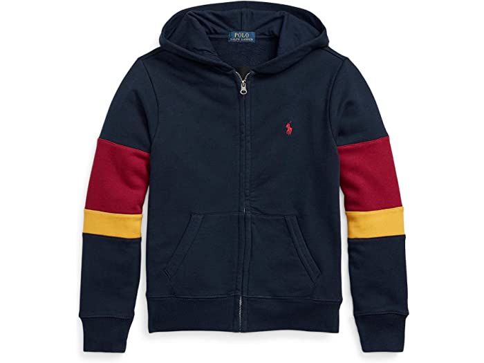 (取寄) ラルフローレン キッズ ボーイズ Polo Ralph Lauren Kids boys Corduroy-Logo Fleece Full Zip Hoodie (Big Kids) Cruise Navy Multi