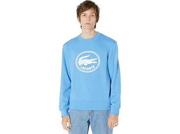 (取寄) ラコステ メンズ Lacoste men Long Sleeve Graphic Crew Neck with Large Croc Badge on Center Ethereal