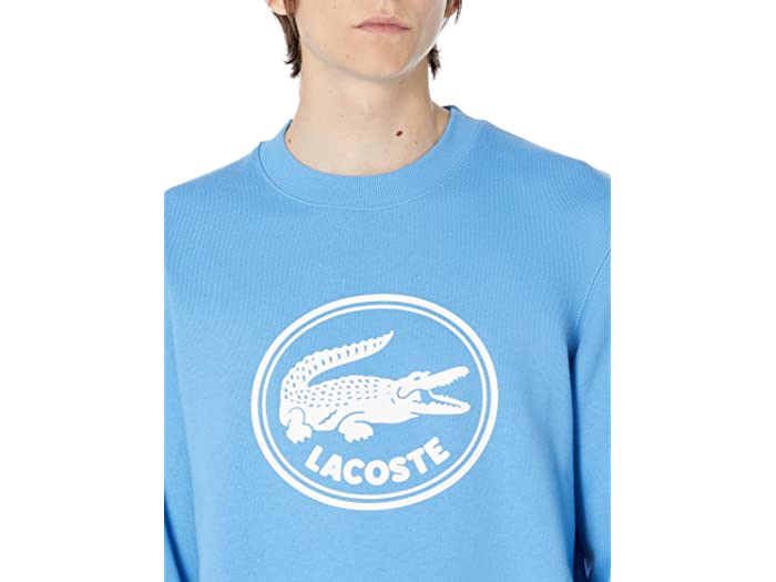 (取寄) ラコステ メンズ Lacoste men Long Sleeve Graphic Crew Neck with Large Croc Badge on Center Ethereal