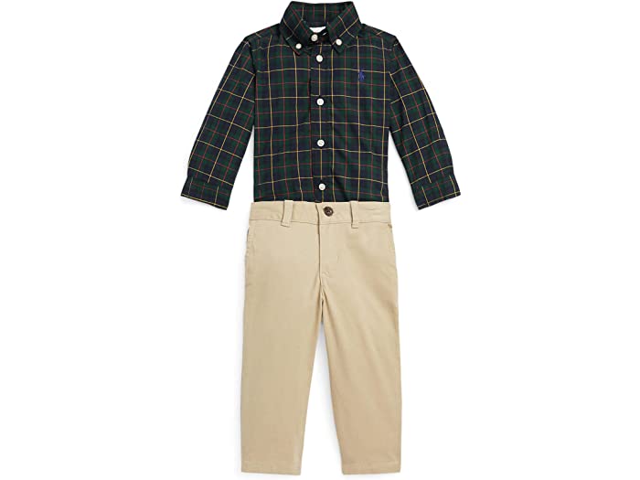 (取寄) ラルフローレン キッズ ボーイズ Polo Ralph Lauren Kids boys Plaid Poplin Shirt & Chino Pants Set (Infant) Green/Navy Multi/Khaki