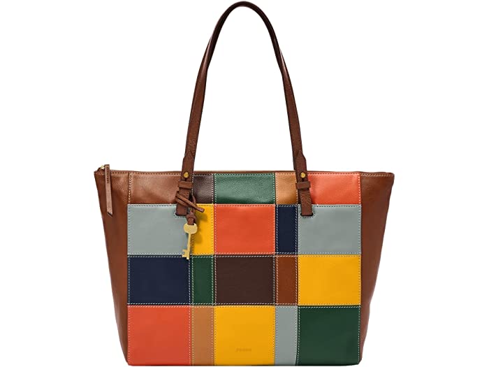 (取寄) フォッシル レディース Fossil women Rachel Leather Tote Bag Brown Patchwork