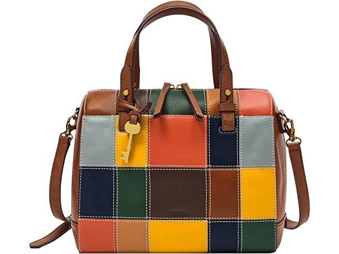 (取寄) フォッシル レディース Fossil women Rachel Leather Satchel Brown Patchwork