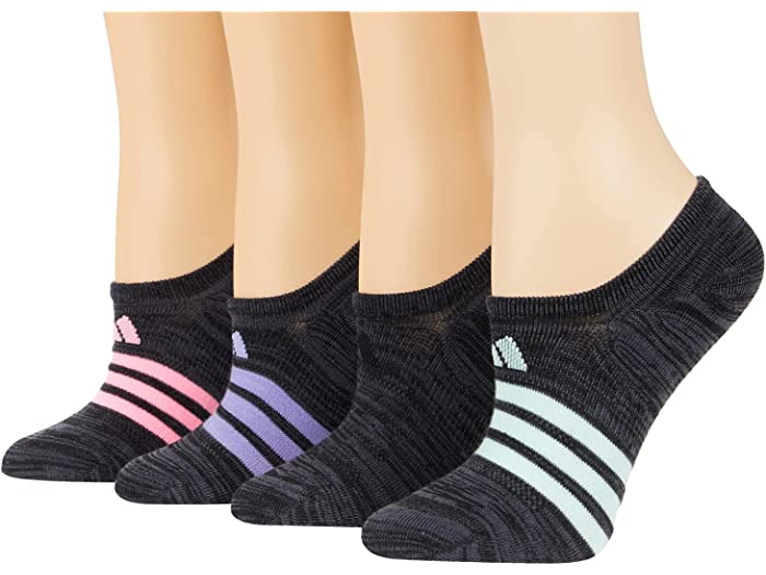 (取寄) アディダス レディース adidas women Superlite No Show Socks 6-Pack Black/Onix/Hyper Pop Pink/Space Dye