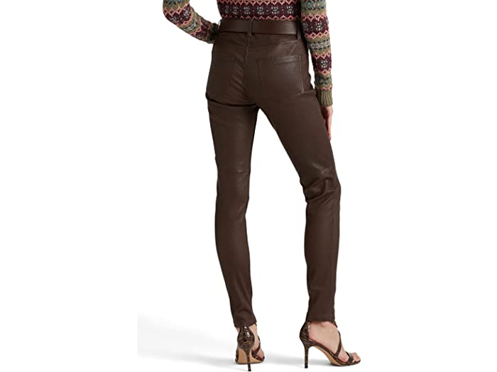 (取寄) ローレン ラルフローレン レディース LAUREN Ralph Lauren women Nappa Leather Skinny Ankle Pants Circuit Brown