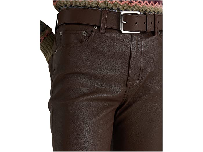 (取寄) ローレン ラルフローレン レディース LAUREN Ralph Lauren women Nappa Leather Skinny Ankle Pants Circuit Brown