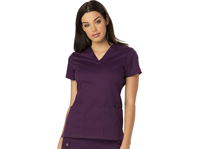 (取寄) ディッキーズ レディース Dickies women Gen Flex Women Scrubs Top V-Neck DK800 Eggplant