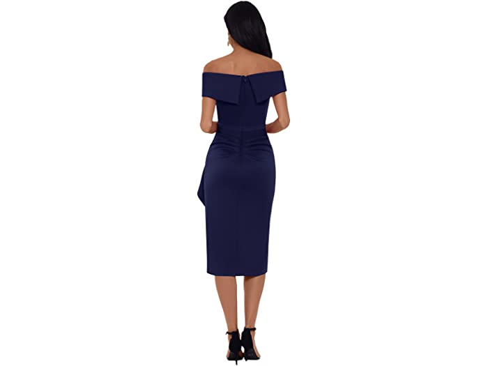 (取寄)ショートスキューバオフショルダードレスウィズラッフルXSCAPEShortScubaOff-the-ShoulderDresswithRuffleMidnight