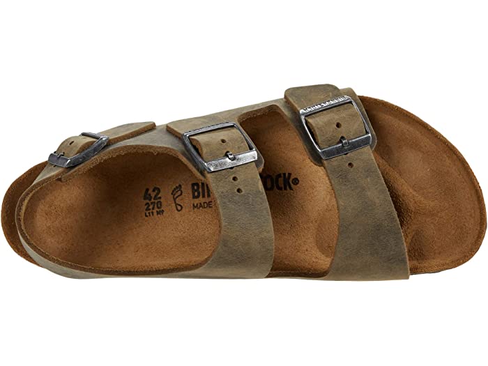 (取寄) ビルケンシュトック ミラノ - レザー ソフト フットベッド (ユニセックス) Birkenstock Milano - Leather Soft Footbed (Unisex) Faded Khaki Oiled Leather