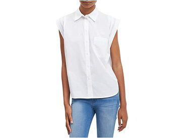 (取寄) セブンフォーオールマンカインド レディース スリーブレス ボタンアップ シャツ 7 For All Mankind women Sleeveless Button-Up Shirt White