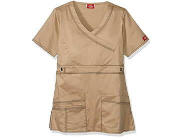 (取寄) ディッキーズ レディース スクラブズ ウィメンズ ゲン フレックス モック ラップ シャツ Dickies women Scrubs Womens Gen Flex Mock Wrap Shirt Dark Khaki