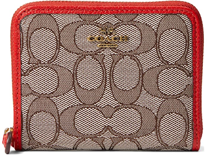 レディース財布 取寄 コーチ レディース ボックス プログラム シグニチャー ジャカード スモール ジップ アラウンド Coach Women Box Program Signature Jacquard Small Zip Around Cocoa Sport Red ジェットラグ楽天市場店
