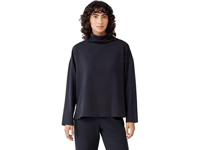 リヨセル (取寄) アイリーン フィッシャー レディース ファンネル ネック ボックス トップ Eileen Fisher women Funnel Neck Box Top Nocturne:ジェットラグ店 ったストレ