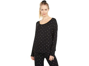 (取寄) プラッシュ レディース ウルトラ ソフト ハート ジャージ パジャマ + スクランチー セット Plush women Ultra Soft Heart Jersey Pajama + Scrunchie Set Black Multi