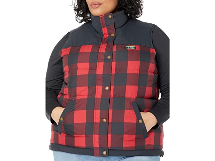 (取寄) エルエルビーン レディース プラス サイズ マウンテン クラシック ダウン ベスト プリント L.L.Bean women Plus Size Mountain Classic Down Vest Print Rich Red Buffalo Plaid