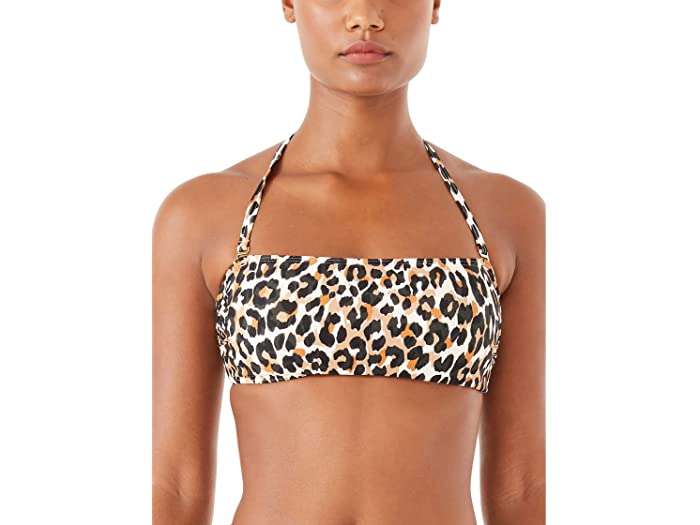 (取寄) ケイトスペード レオパード ハート バックル ヘアバンド ビキニ トップ Kate Spade New York Leopard Heart Buckle Bandeau Bikini Top Black