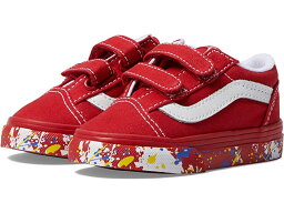 (取寄) バンズ スニーカー キッズ ボーイズ オールドスクール V 大きいサイズ Vans Kids boys Old Skool V Paint Splatter Racing Red