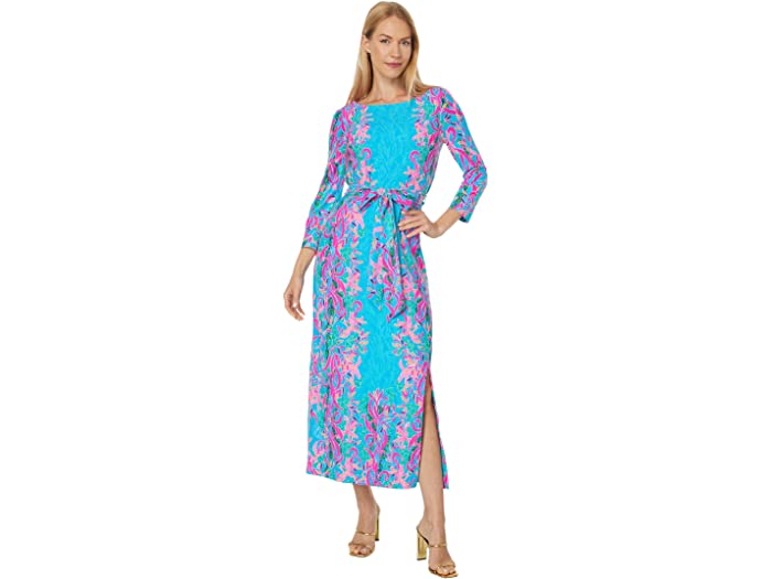 () ꡼ ԥåĥ ǥ Upf 50 ꡼ ߥǥ ɥ쥹 Lilly Pulitzer women Lilly Pulitzer UPF 50 Carabella Chillylilly Midi Dress Multi Seaweed Samba Engineered Chillylilly