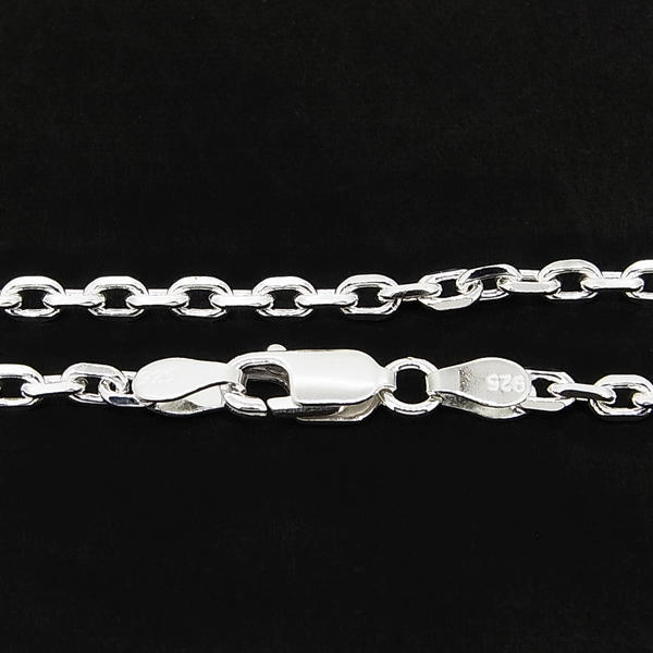 あずきチェーン シルバー 925 チェーン アズキチェーン 4面カット 小豆チェーン 2.6mm 長さ45cm鎖 ネックレス メンズ レディース 送料無料 fo...