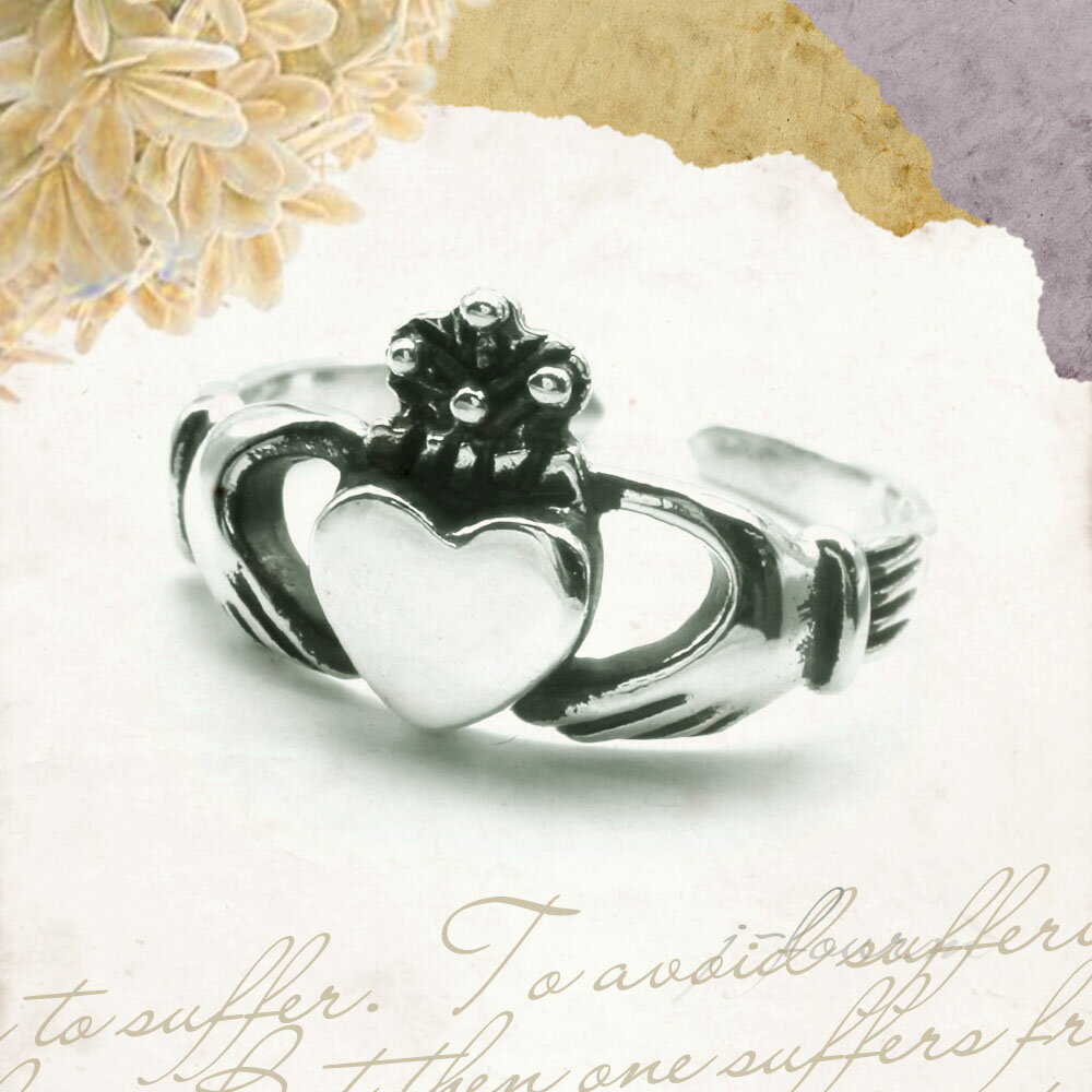 クラダ リング トゥ リング トゥー リング シルバー 925 ハート クラウン 足指用 トー リング 足の指輪 足指 リング 基本3号サイズフリー 送料無料 ...