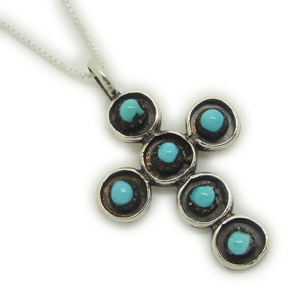 シルバー925 インディアンジュエリー クロス 十字架 ターコイズ トルコ石 ペンダントトップ ネックレス 送料無料 シンプル 2 メンズ レディース ホワイト...