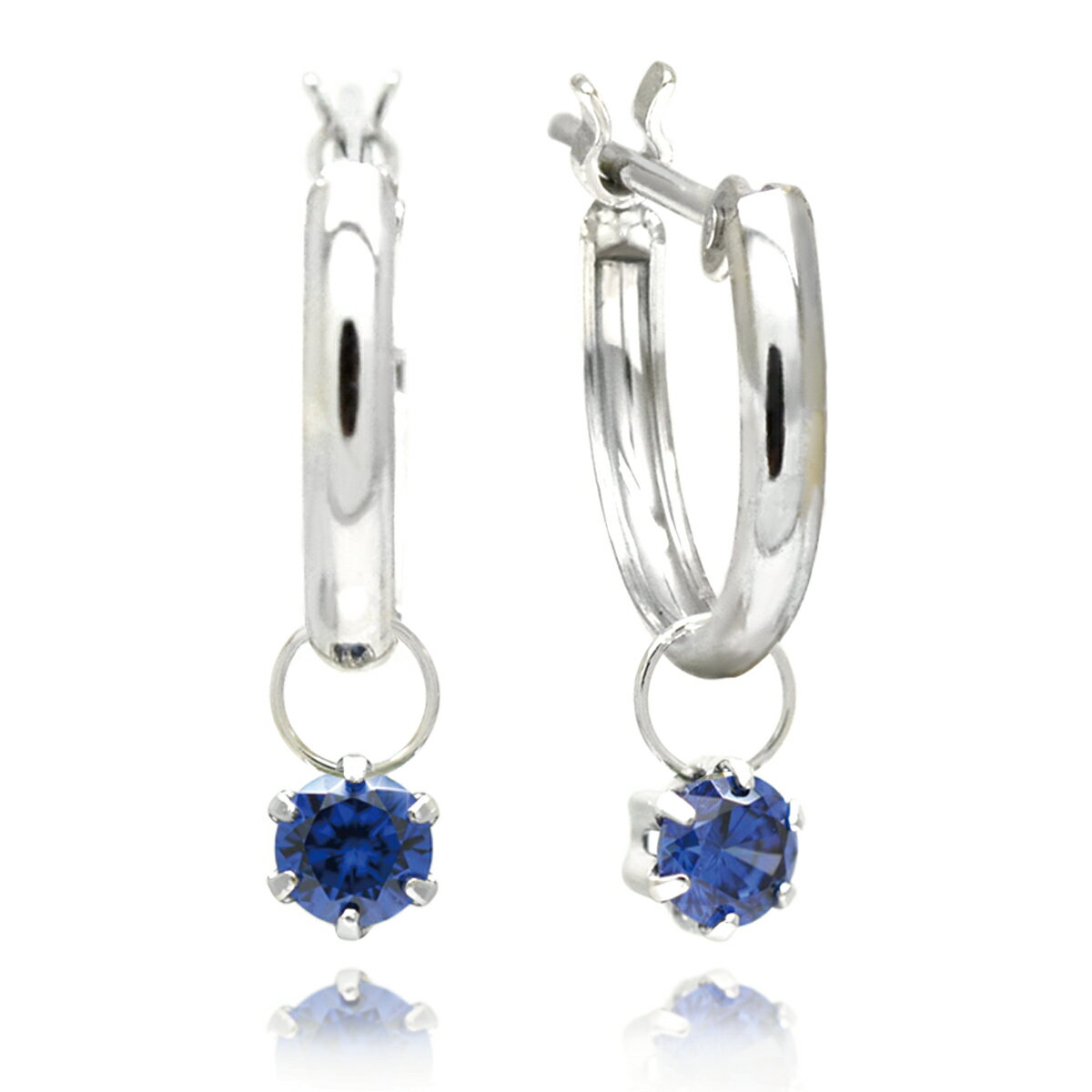 楽天ペアリングと刻印の専門店 j-fourmキュービックジルコニア ブルー サファイアカラー 青 チャーム スナップ ピアス プラチナ 900 pt900 3mm フープ 10mm 両耳用 fourm レディース メンズ 男性 女性 ラッピング 包装 袋 誕生日 プレゼント ケース 箱 華奢 可愛い おしゃれ 手紙 記念日