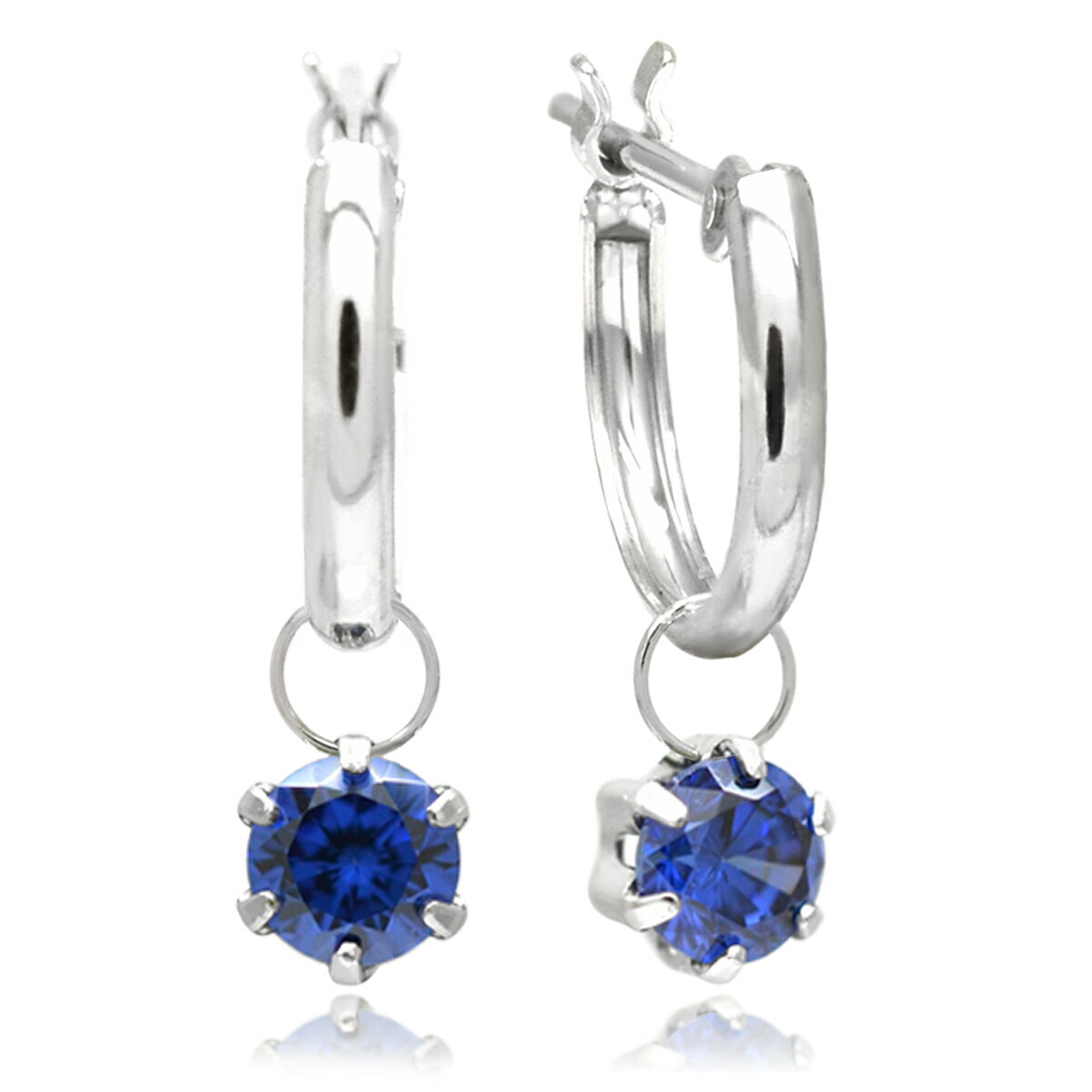 楽天ペアリングと刻印の専門店 j-fourmキュービックジルコニア ブルー サファイアカラー 青 チャーム スナップ ピアス プラチナ 900 pt900 4mm フープ 10mm 両耳用 fourm レディース メンズ 男性 女性 ラッピング 包装 袋 誕生日 プレゼント ケース 箱 華奢 可愛い おしゃれ 手紙 記念日