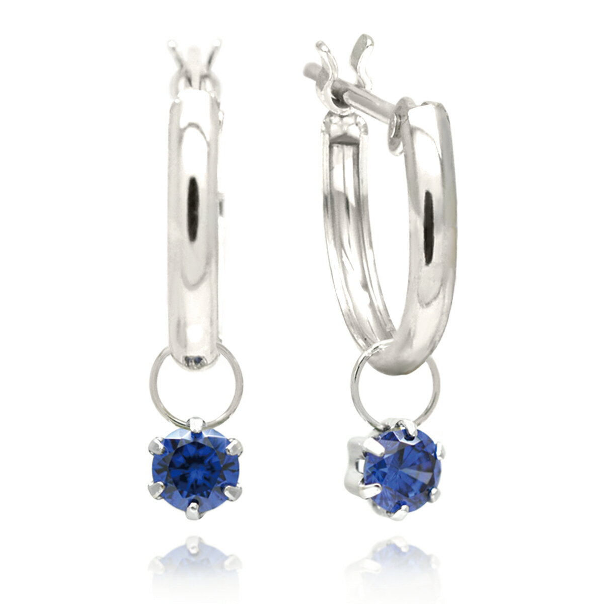 楽天ペアリングと刻印の専門店 j-fourmキュービックジルコニア ブルー サファイアカラー 青 チャーム スナップ ピアス K10 ホワイトゴールド WG 3mm フープ 10mm 両耳用 fourm レディース メンズ 男性 女性 ラッピング 包装 袋 誕生日 プレゼント ケース 箱 華奢 可愛い おしゃれ 手紙 記念日