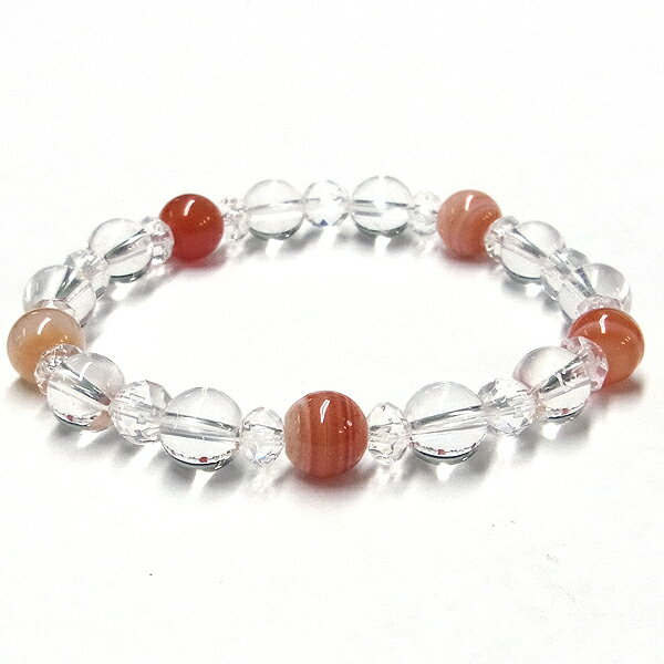 天然石 ブレスレット サードオニキス 水晶 8mm 8月 誕生石 5石 数珠 バースストーン パワーストーンfourm クリスマス 母の日 レディース メンズ ...