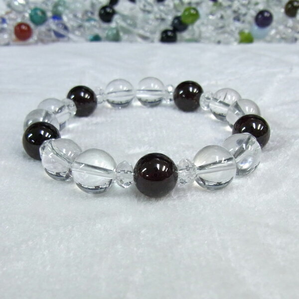 天然石 ブレスレット ガーネット 水晶 10mm 1月 誕生石 5石 数珠 バースストーン パワーストーン 五芒星 fourm クリスマス ギフト 母の日 レデ...