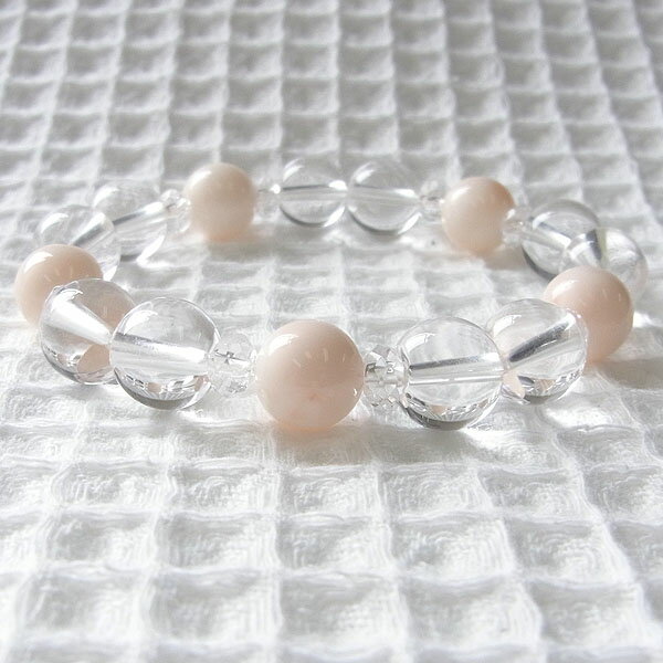 天然石 ブレスレット コーラル 珊瑚 水晶 10mm 3月 誕生石 5石 数珠 バースストーン パワーストーン fourm クリスマス ギフト 母の日 レディー...