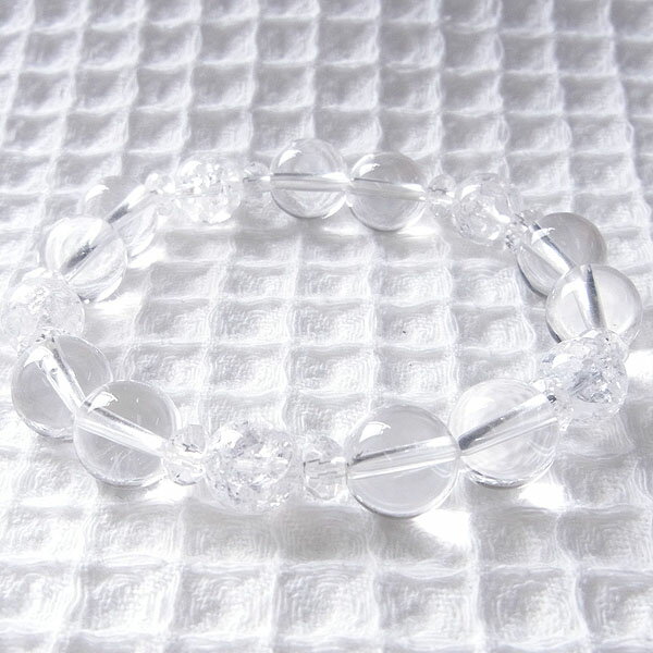 天然石 ブレスレット クラック水晶 水晶 10mm 4月 誕生石 5石 数珠 バースストーン パワーストーン fourm クリスマス ギフト 母の日 レディース...