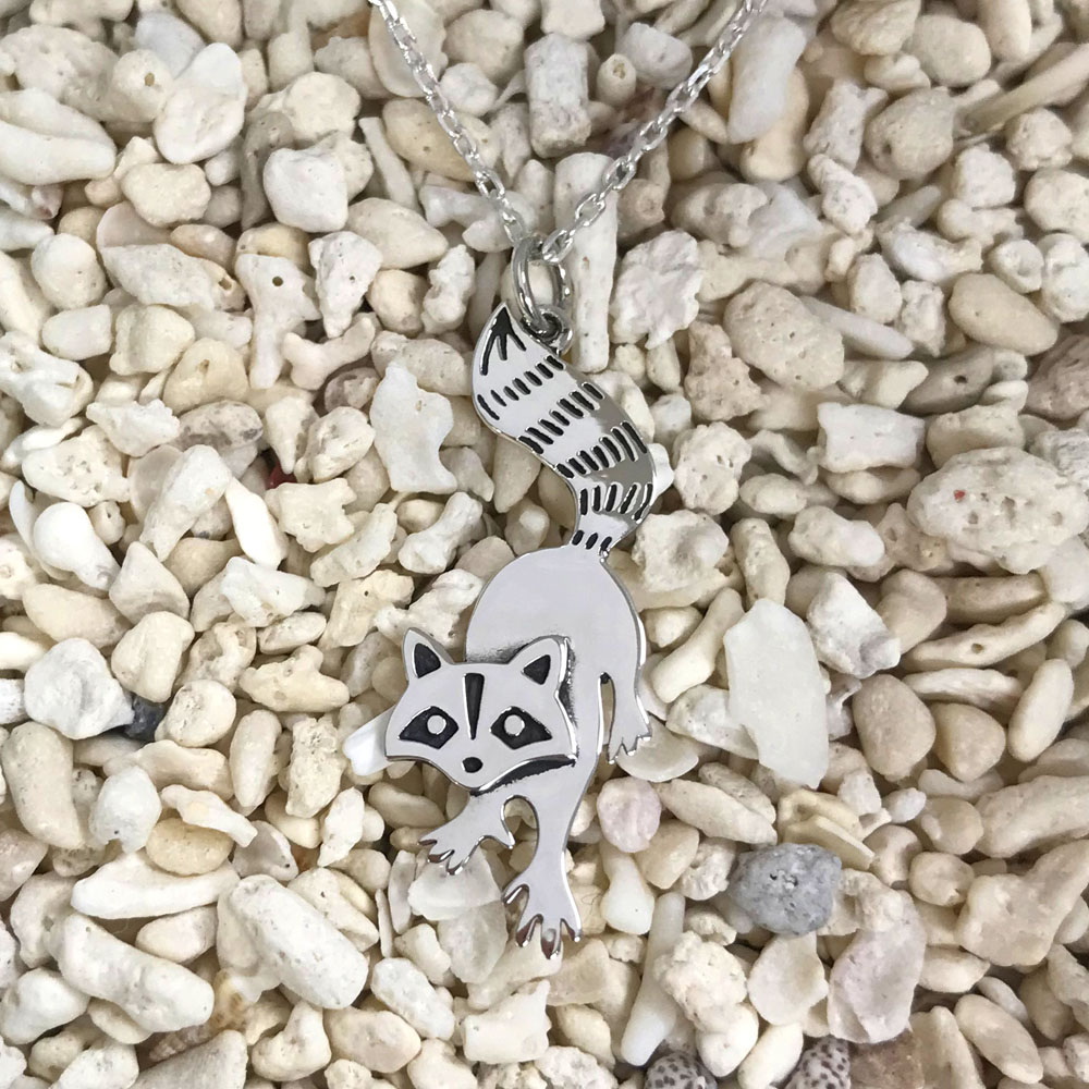 アライグマ ネックレス ペンダント トップ 送料無料 タヌキ レディース メンズ シルバー925 かわいい オシャレ シンプル