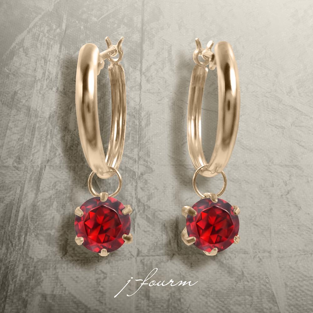 ガーネット ピアス K10 ピンクゴールド フープ ピアス 5mm スタッド ゴールド 両耳用 10K 送料無料 fourm クリスマス ギフト 母の日 レディ...